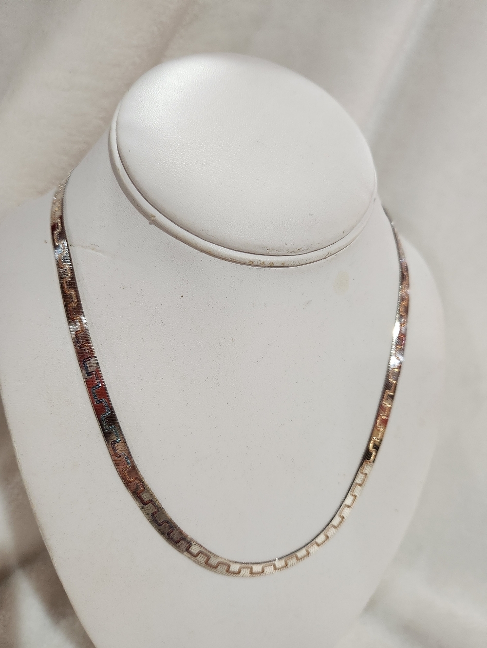 Milor Sterling Silver Diamond Cut Greek Key Herringbone Double Sided Chain